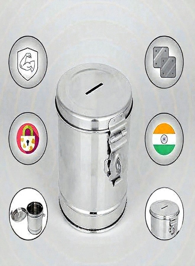 Standify® 800ML Small Money Bank_A Stainless Steel Money Box Heavy Duty Bachat Gulak for Kids & Adults Unbreakable Piggy Bank. - Image 5